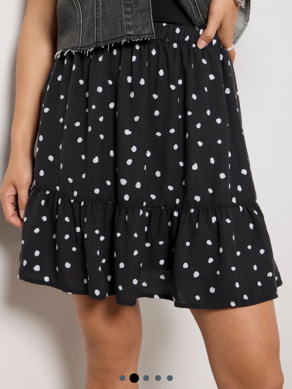 Cloth & Stone Matty Tiered Black Polka Dot Skirt sz S Tencel Cotton Chic